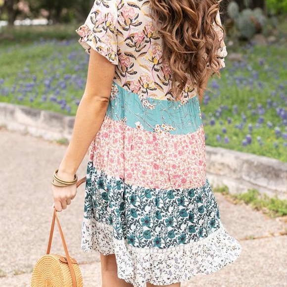 NWT Grace & Lace Patchwork Peasant Tunic Dress - Picture 6 of 8